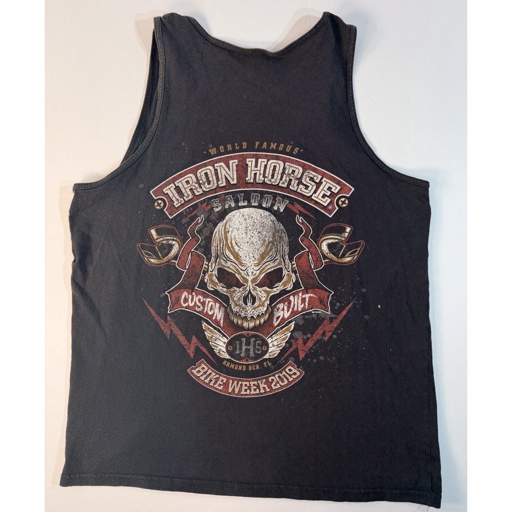 Iron Horse Saloon Tank Top XL Black Daytona Bike Week 2019 Skull Biker